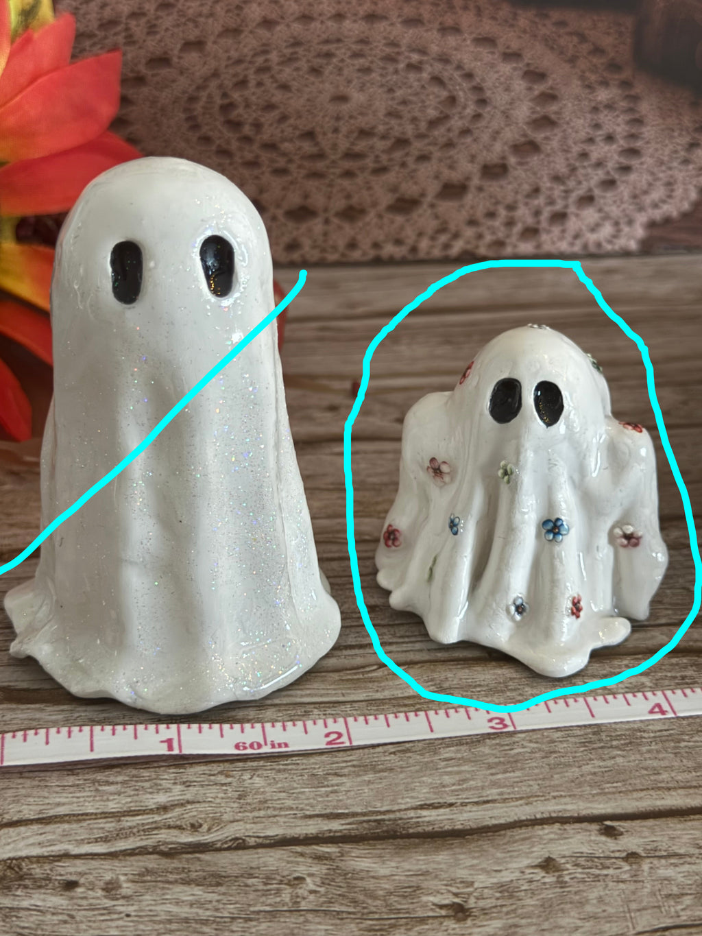 Happy Haunts Desk Buddy - Flower Bedsheet Ghost "Basil"