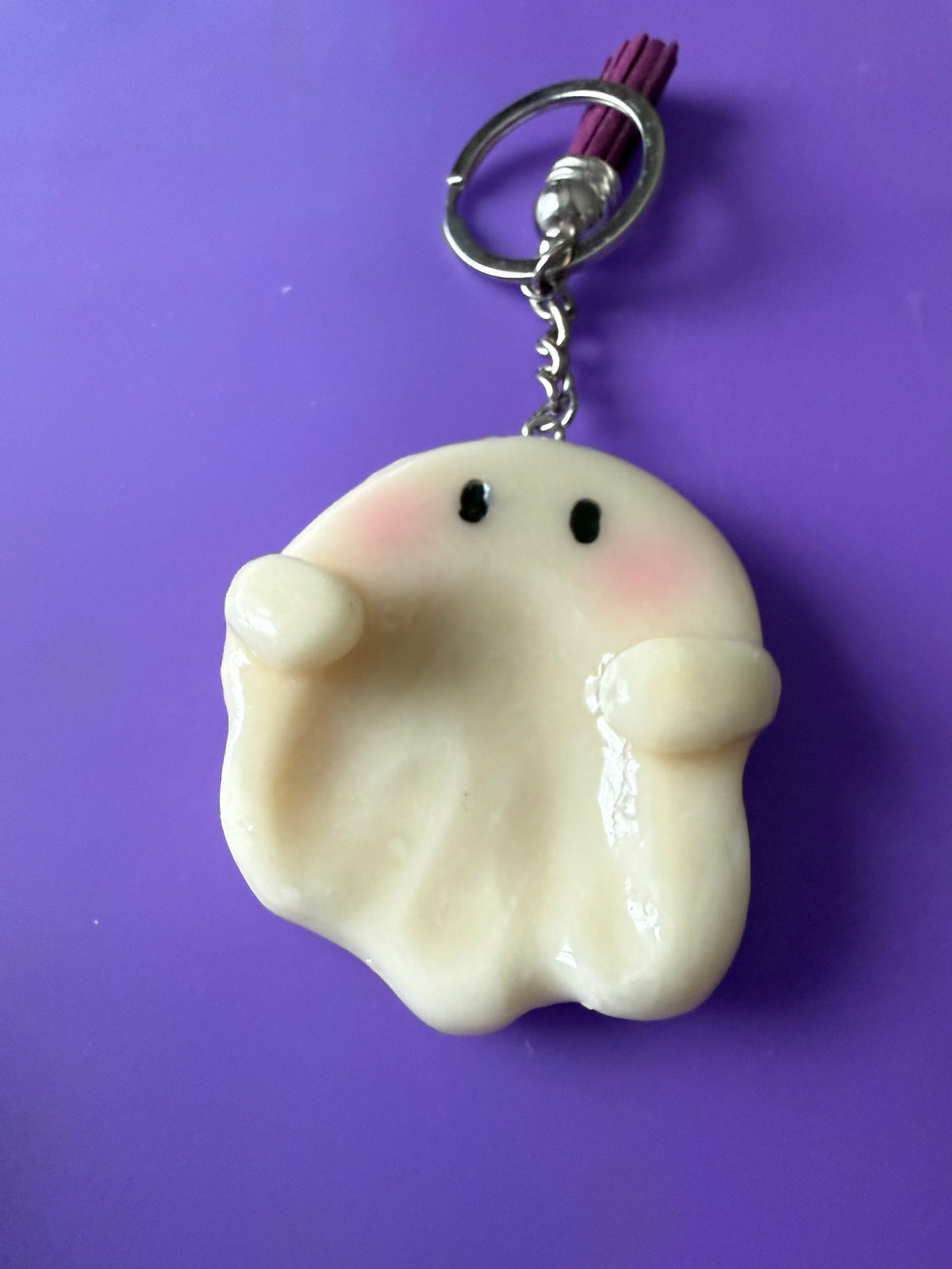 Ghost Glow Worry Stone keychain